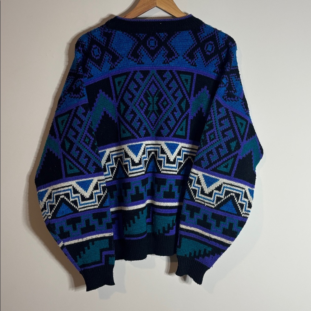 Vintage Today’s News Sweater Southwest Geometric Grandpa Lg - Picture 4 of 4
